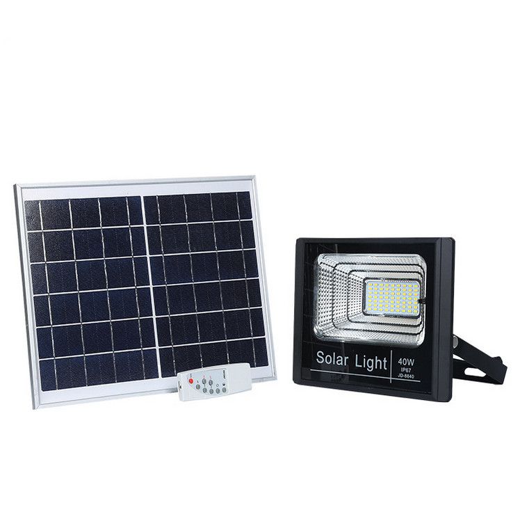 40 Watt Dusk to Dawn Solar Powered Light Control Garden LED Floodlight with Timing ON/OFF Remote Controller IP67 for Outdoor Use